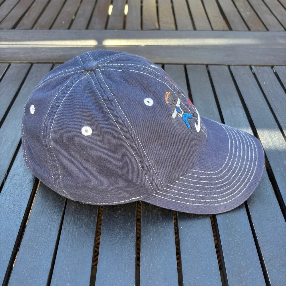 Nike Hat Mens OS Navy Blue Good My Dad Stick Figure Embroidery Strapback Cap